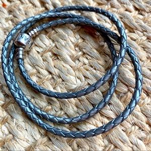 Pandora Silver Leather Wrap Bracelet